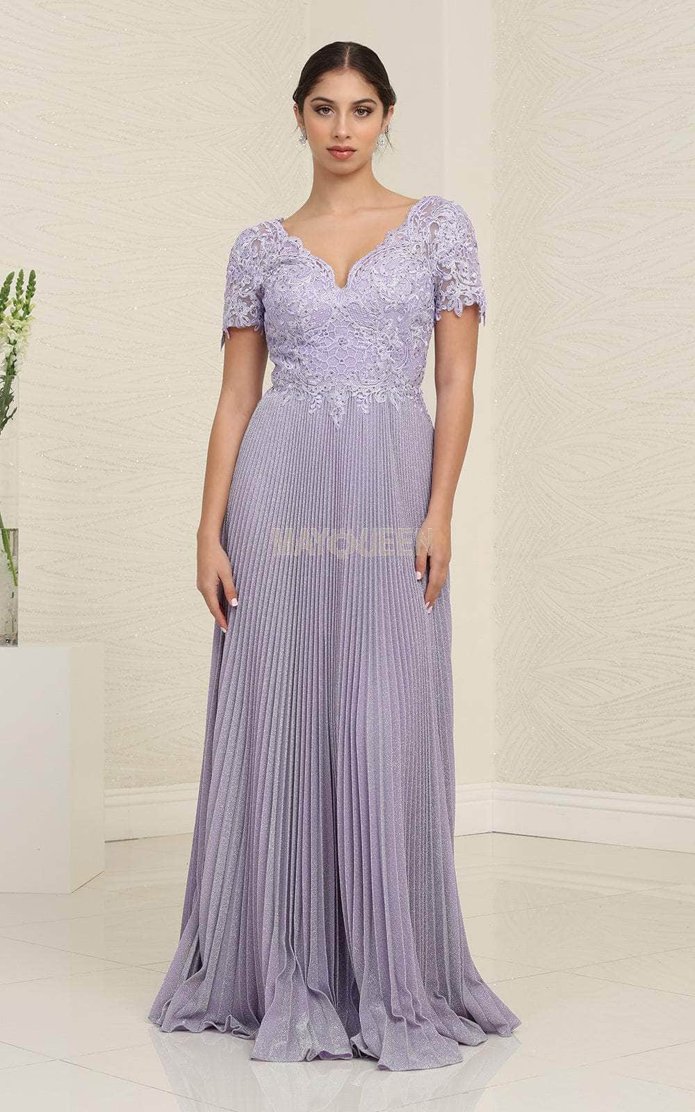 Scallop Modest Pleated A-line Gown