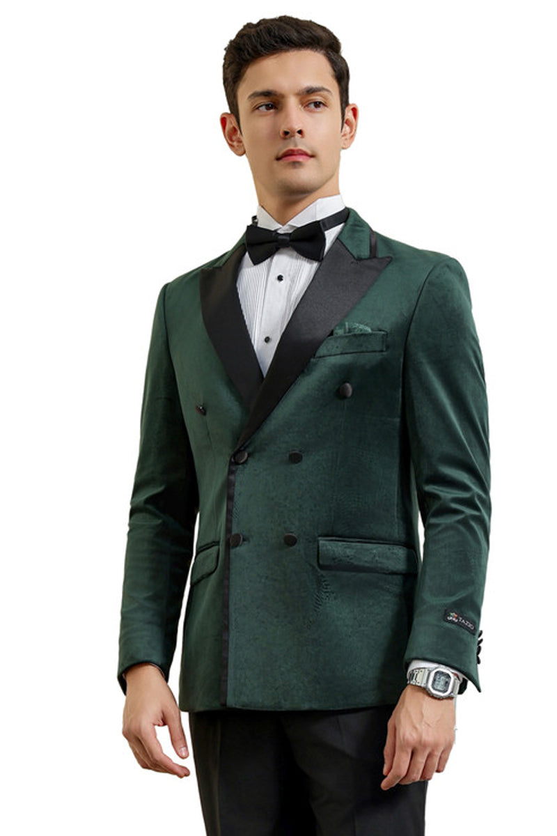Men’s Velvet Double Breasted Wedding & Prom Tuxedo Jacket in Hunter Green