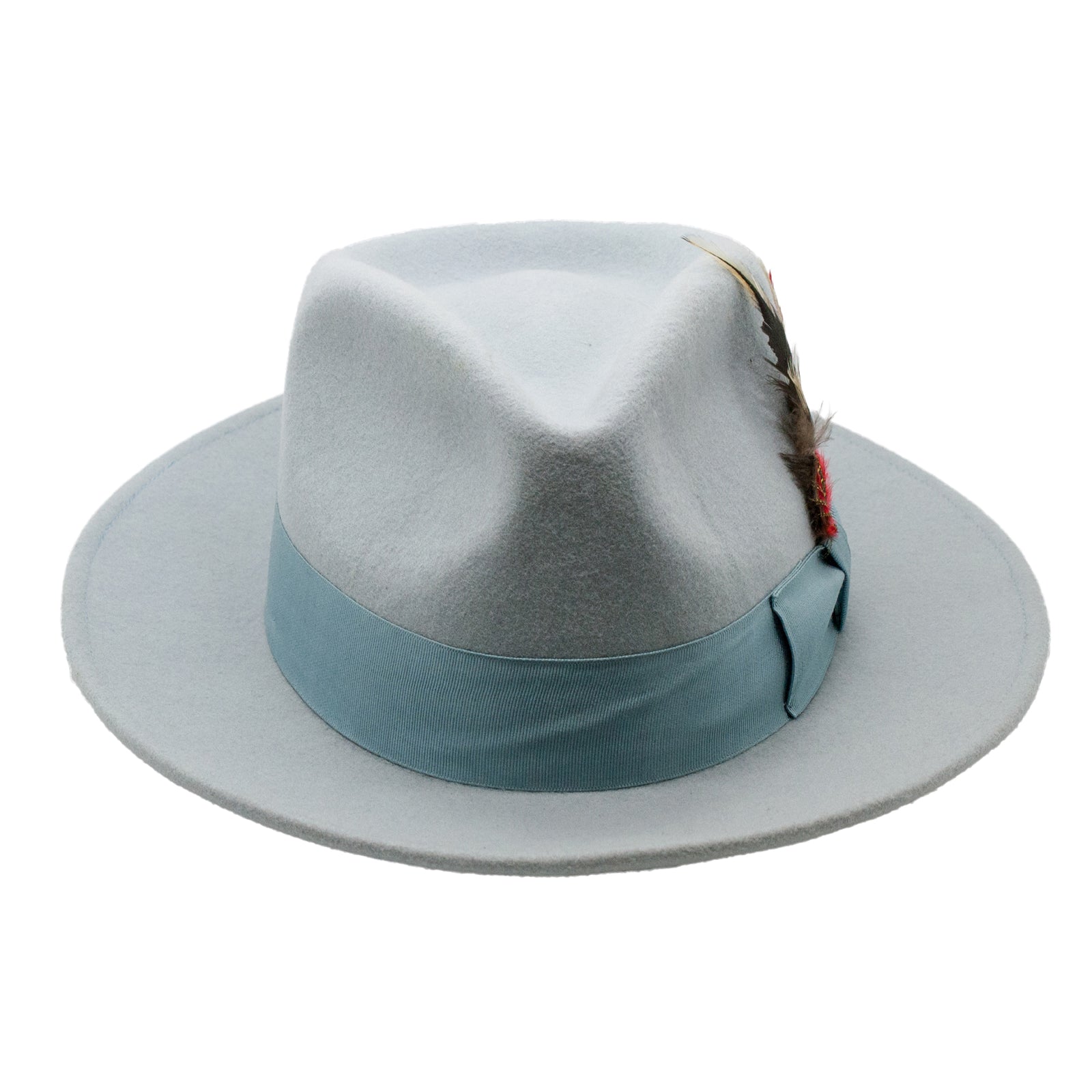 Mens Classic Wool Fedora Dress Hat in Sky Blue