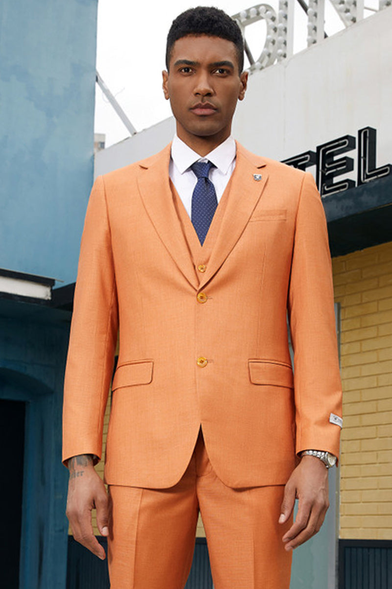 Men’s Stacy Adam’s Two Button Fancy Vested Suit in Orange