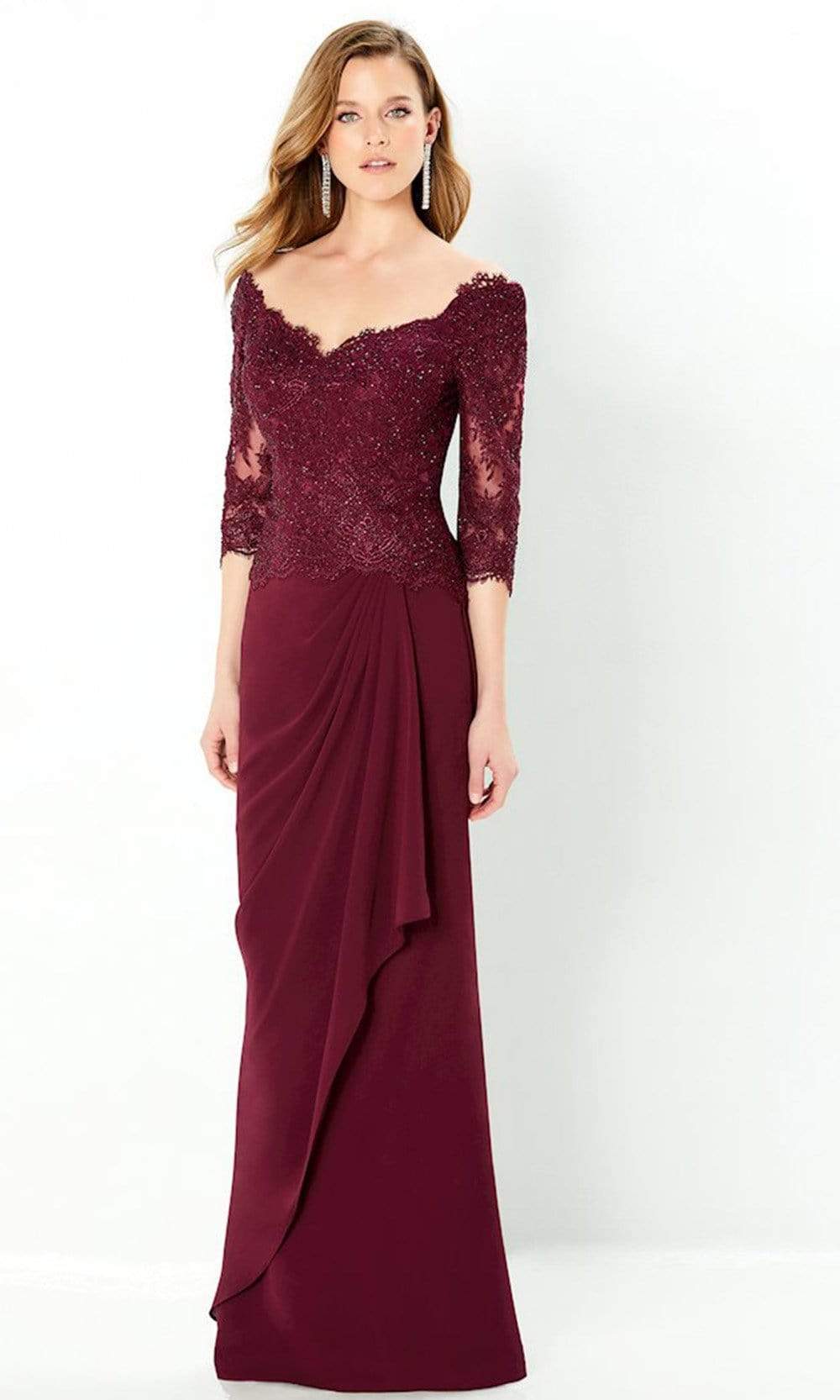 220942 Beaded Quarter-Length Dress