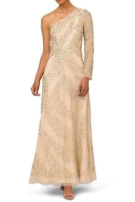 Long Sleeve Beaded Evening Dress