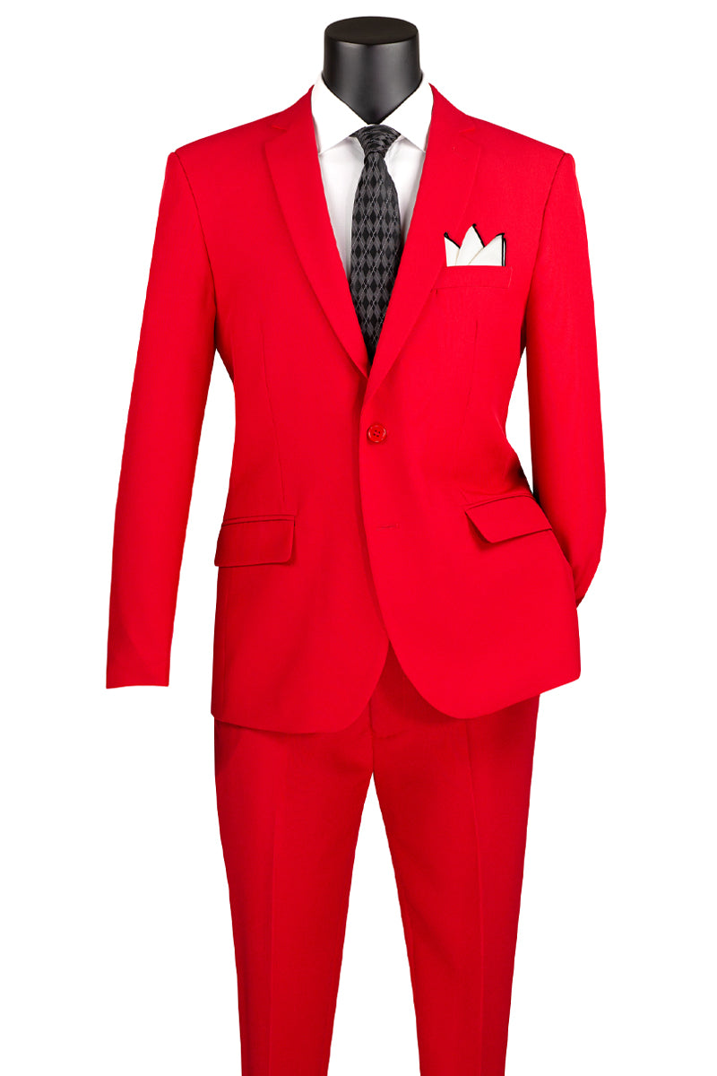Men’s 2 Button Slim Fit Poplin Suit in Red