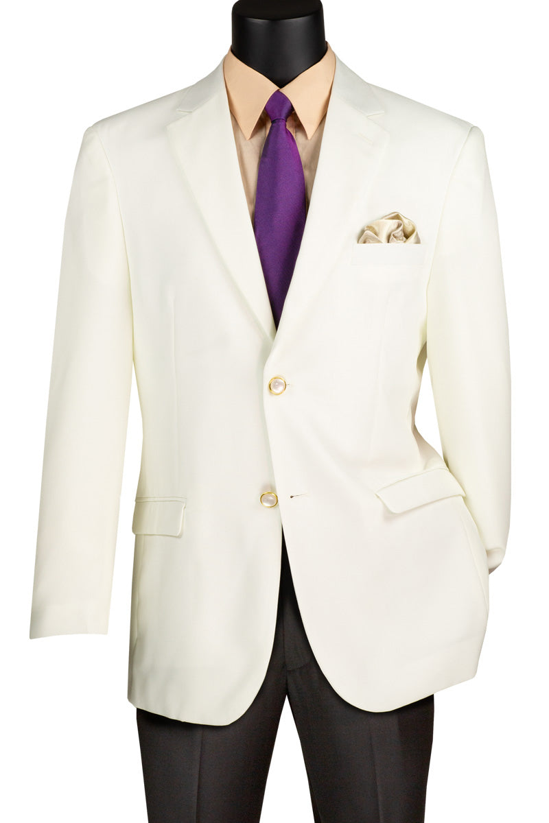 Mens Classic Fit Poplin Club Sport Coat Blazer in Ivory