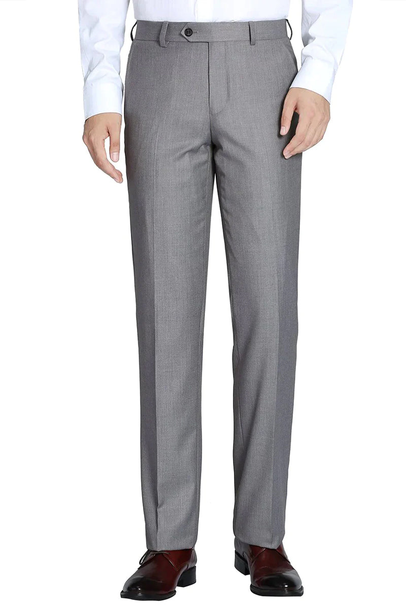 Men’s Slim Fit Wool Feel Dress Pants in Light Grey