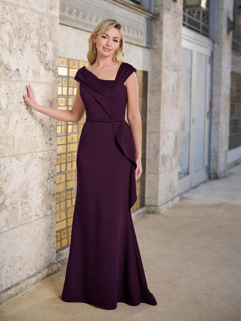 Asymmetric Neck Scuba Evening Gown