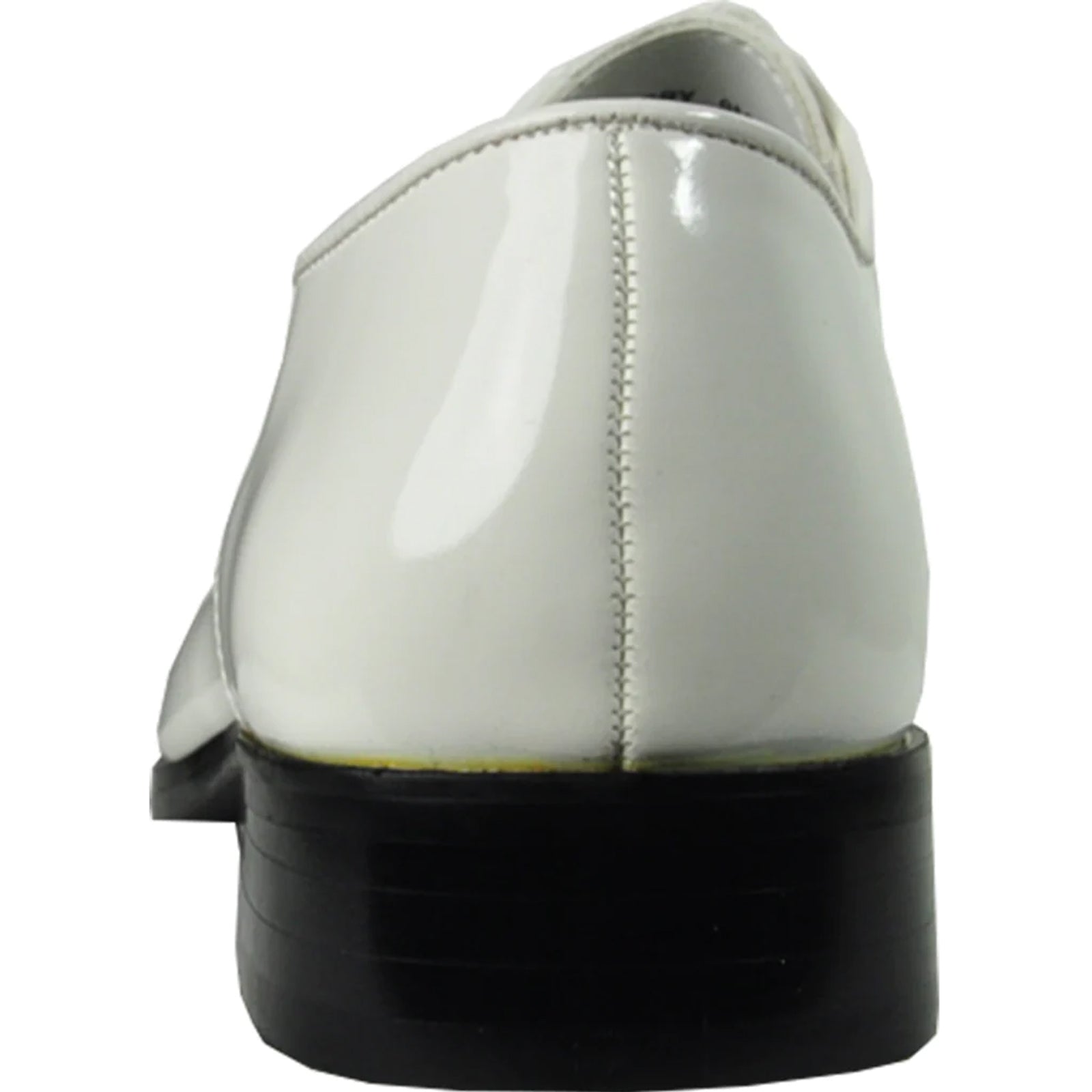 Mens Classic Moc Toe Shiny Patent Tuxedo Prom Shoe in Ivory