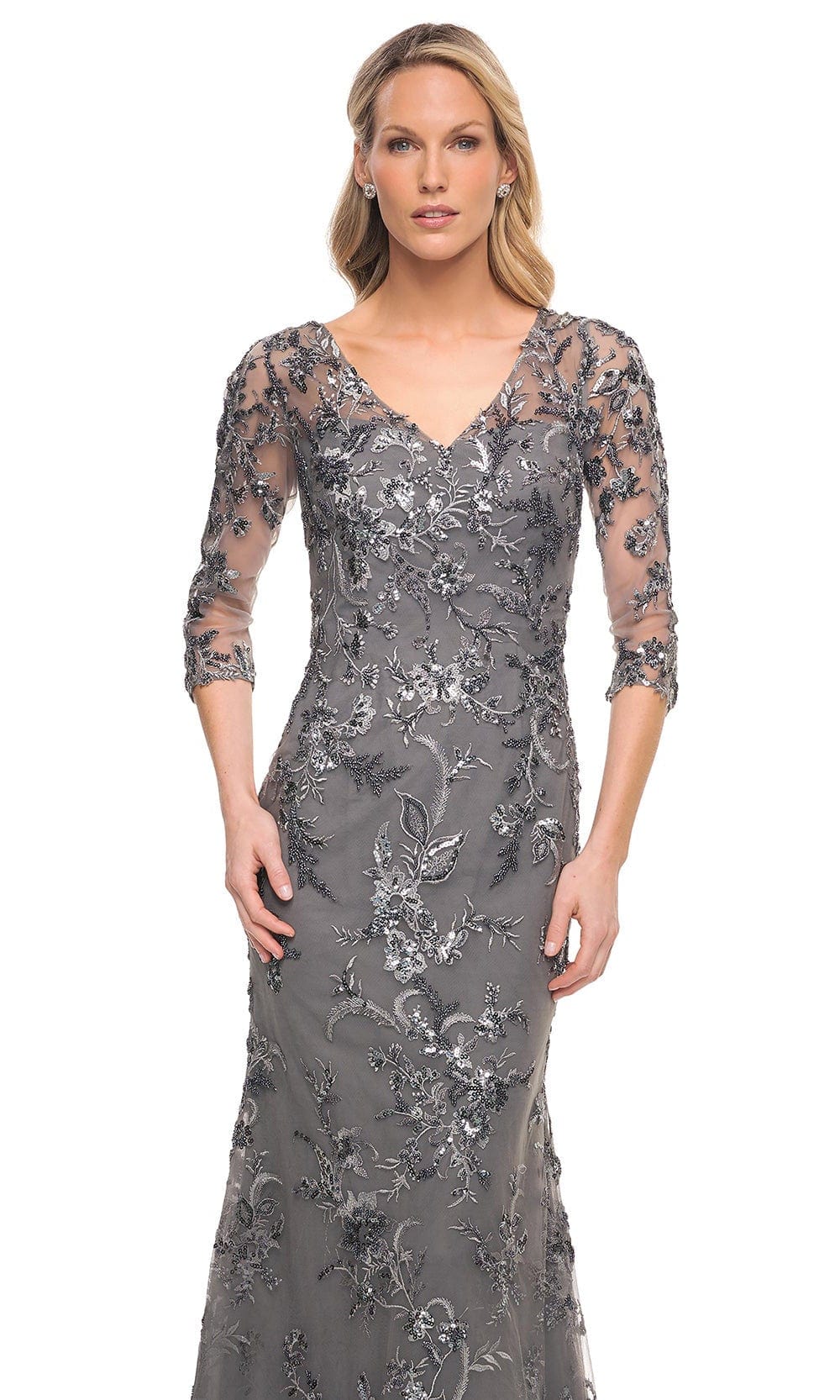 Embroidered Sheer Mother of the Groom Sheath Dress