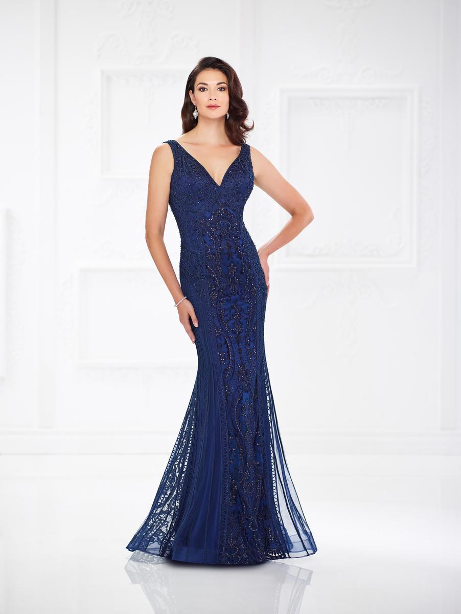 118975 Sleeveless Ribbonwork Evening Gown