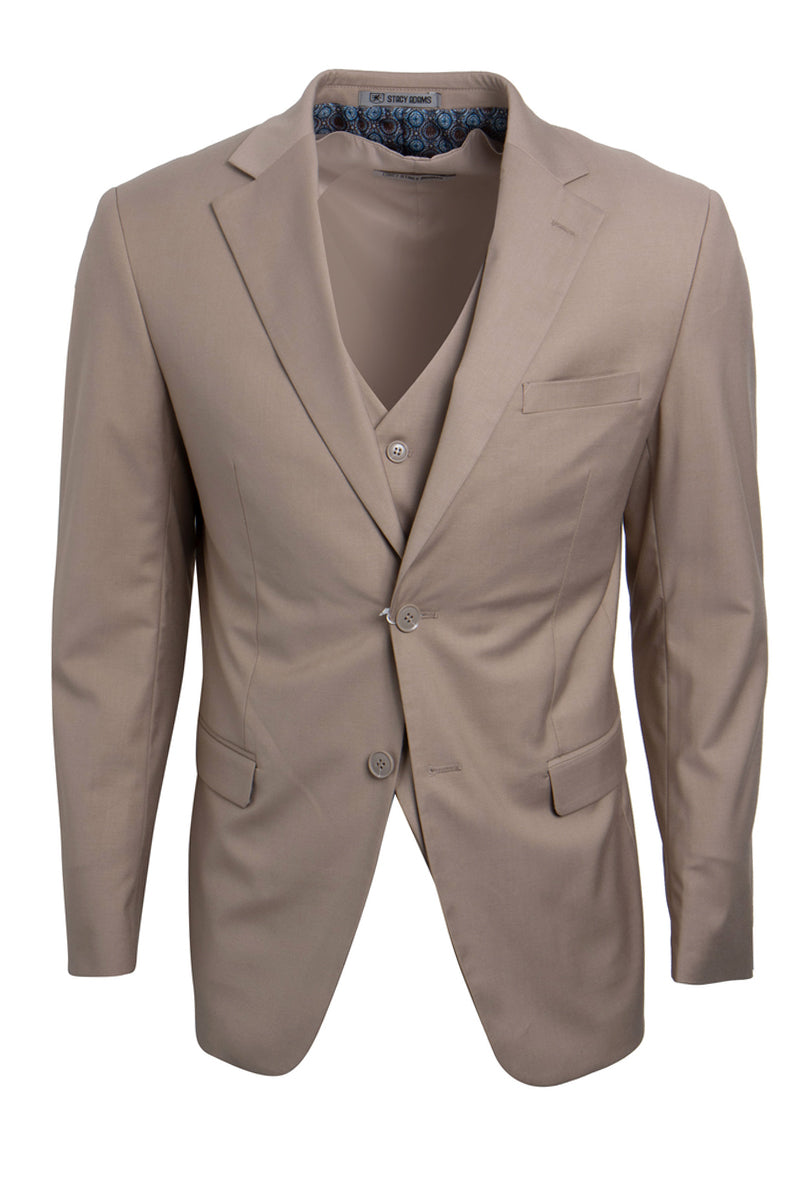 Men’s Two Button Vested Stacy Adams Basic Suit in Tan