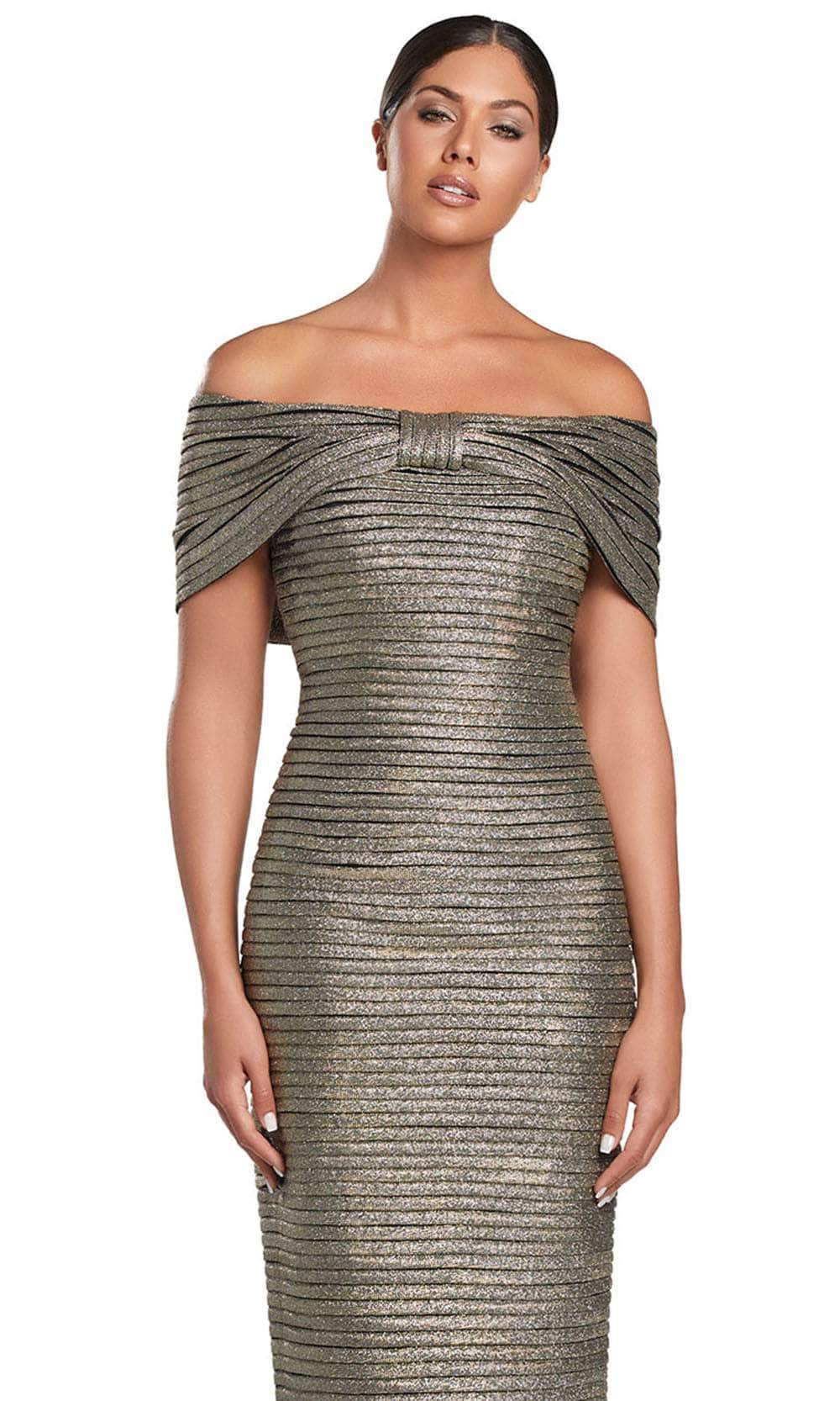 Off Shoulder Bow Detailed Evening Gown