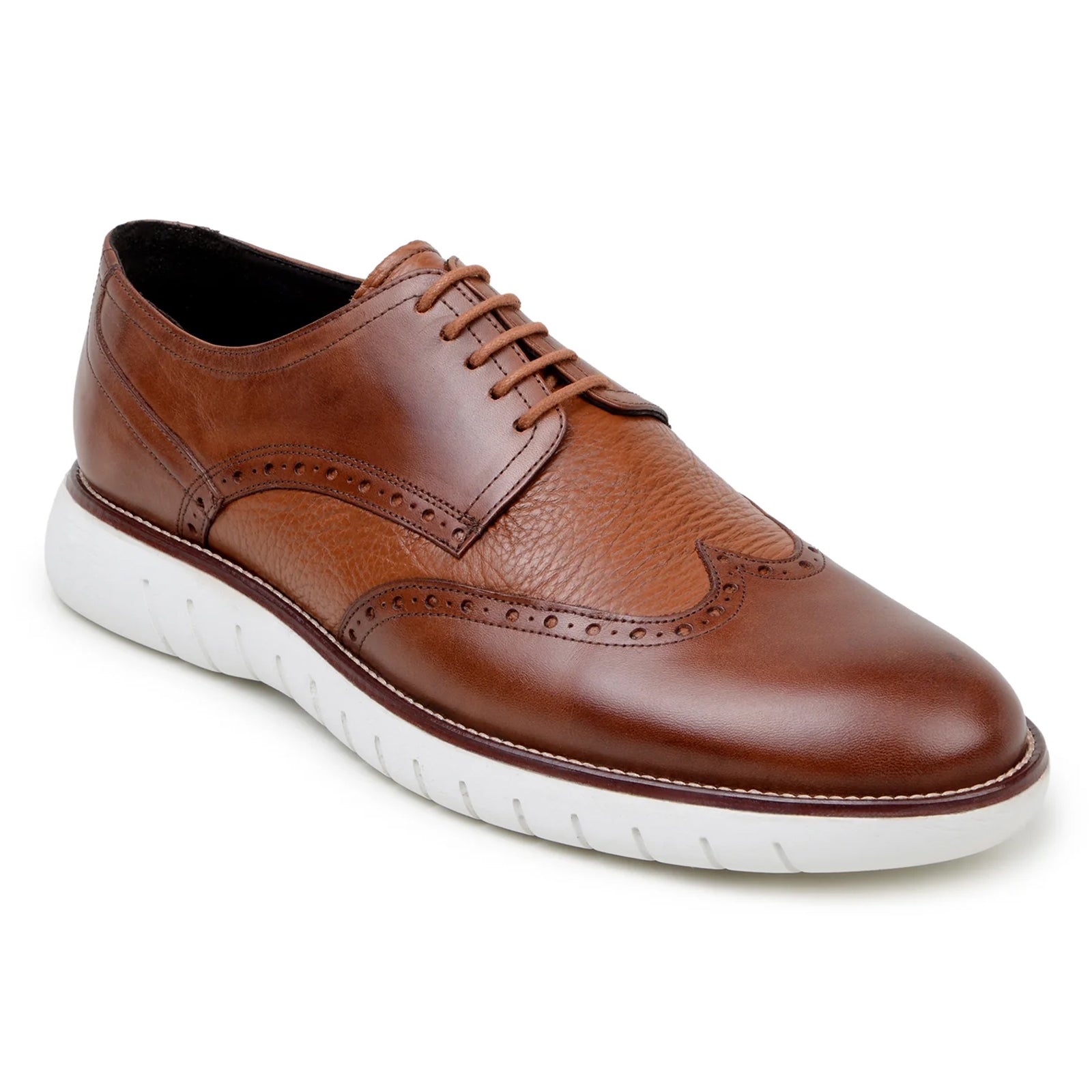 Men’s Belvedere Enzo Nappa Leather Casual Wingtip Dress Shoe in Tan