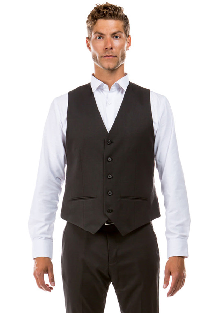 Men’s Designer Wool Suit Separate Vest in Charcoal Grey