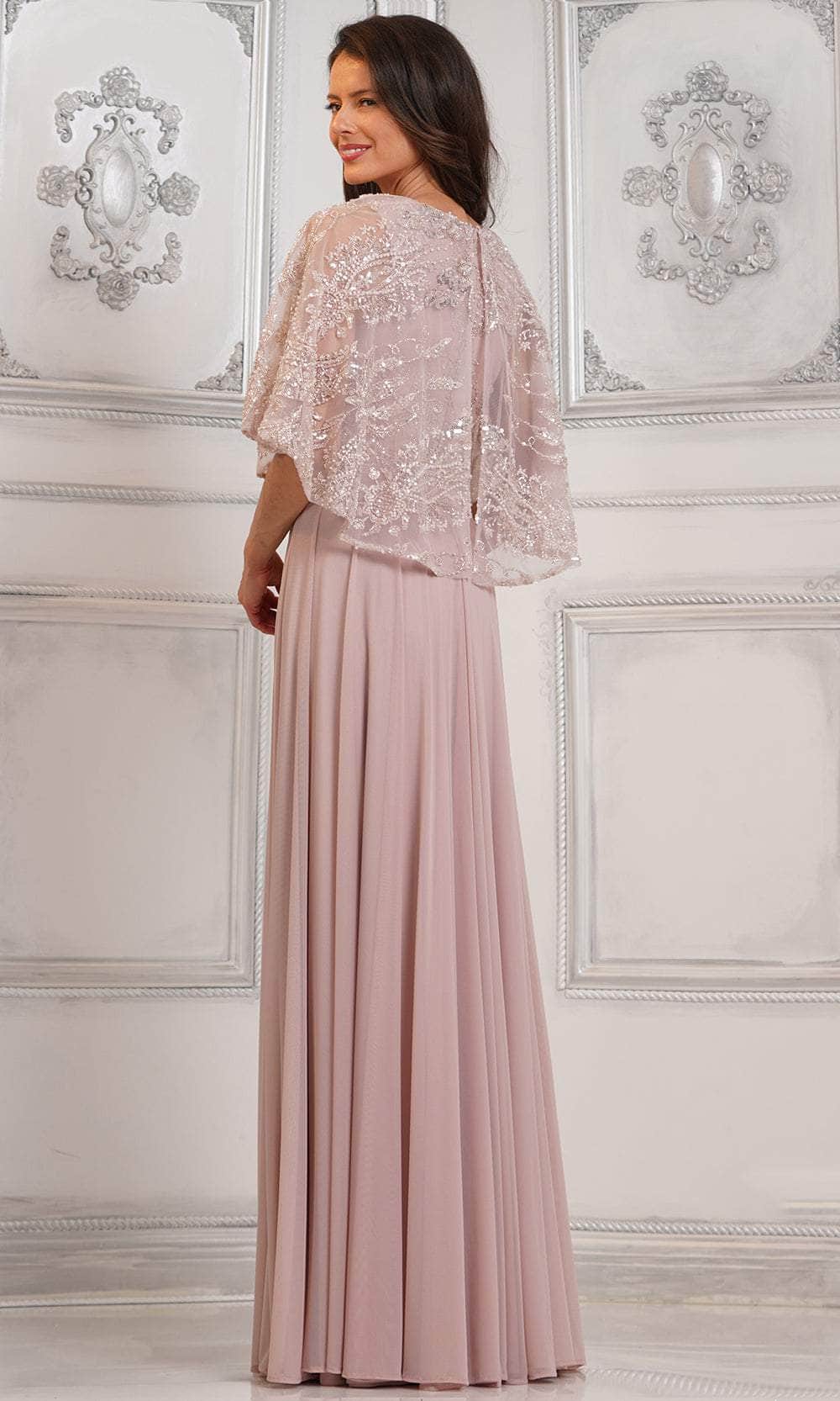 Embellished Cape Evening Dress