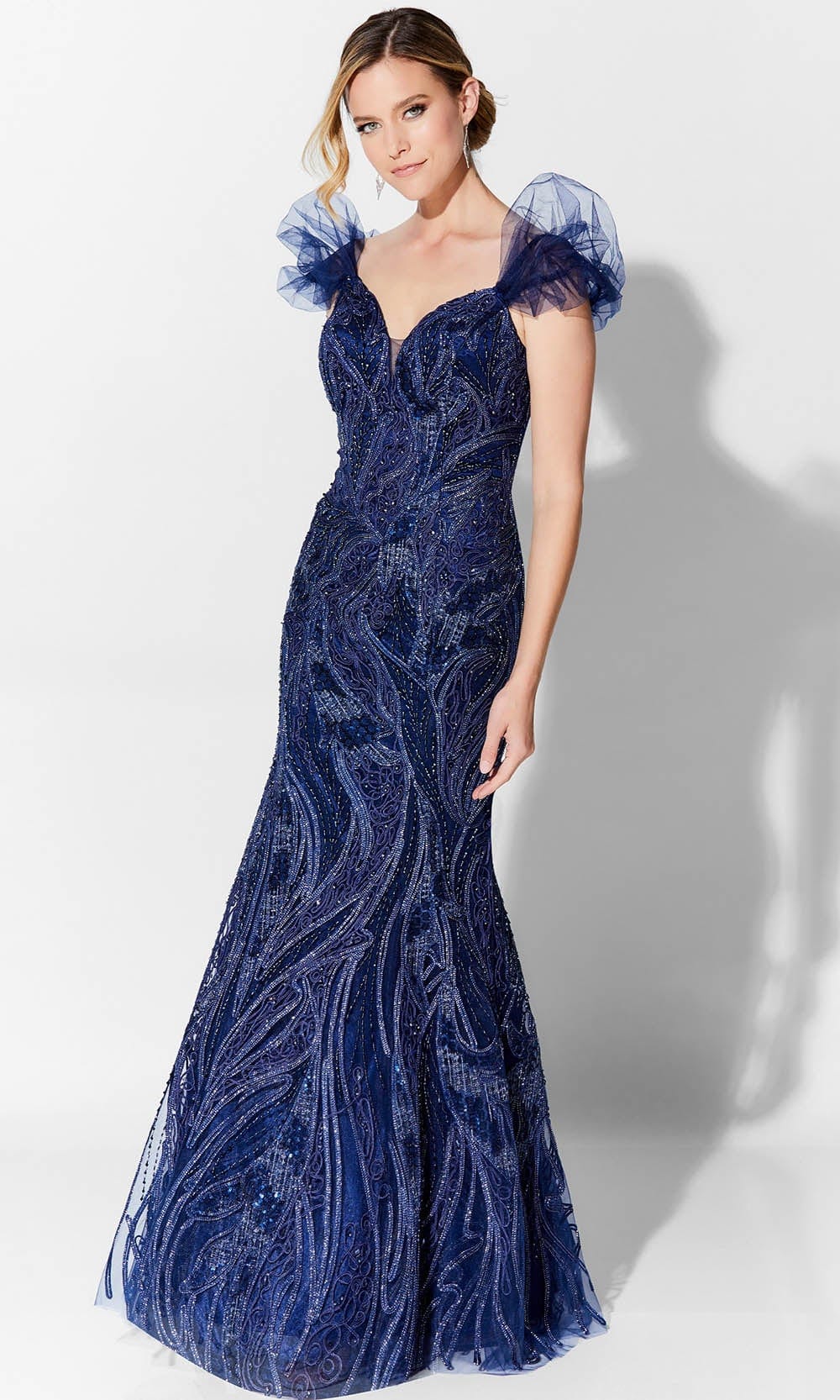 Off Shoulder Beaded Evening Gown