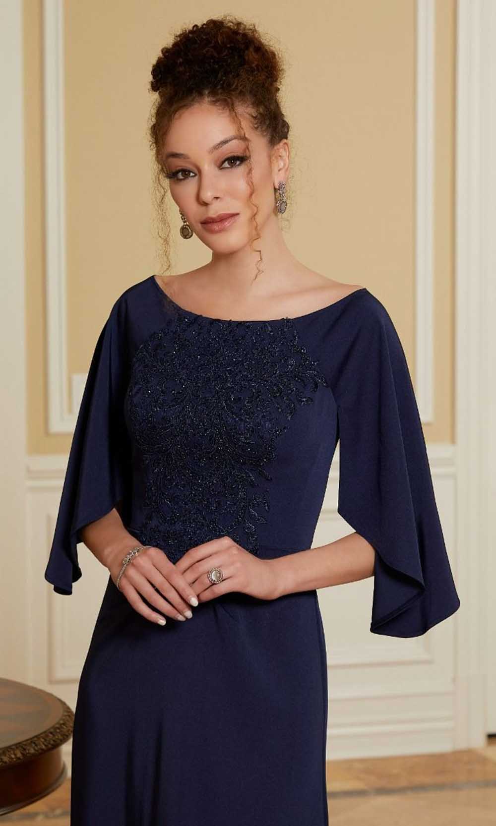 Cape Sleeve A-Line Evening Gown
