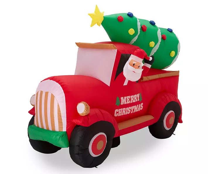 7′ Iatable LED Santa & Pickup Truck