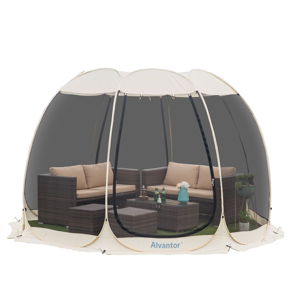 Alvantor Screen House Room Camping 12’x12′ Beige Instant Canopy