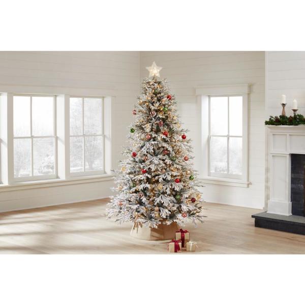 7.5 ft Kenwood Frasier Fir Flocked LED Pre-Lit Artificial Christmas Tree with 1000 Warm White Lights