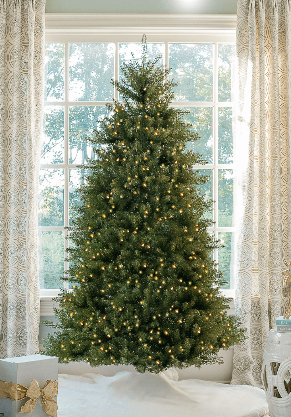 9′ Yorkshire Fir Artificial Christmas Tree with 850 Warm White LED Lights
