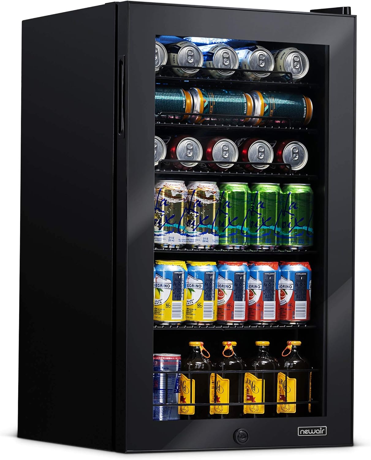 Beverage Refrigerator Cooler | 126 Cans Free Standing with Right Hinge Glass Door | Mini Fridge Beverage Organizer Perfect For Beer, Wine, Soda, And Cooler Drinks