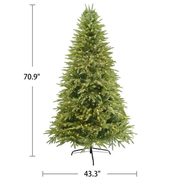 6.5 ft. Hinged Green Artificial Christmas Tree with 400 LED Lights and Foldable Stand Easy Assembly, 1000 Tips