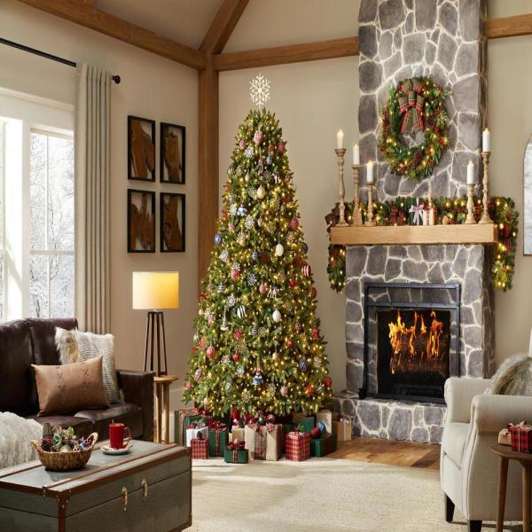 7.5 ft Kingsley Balsam Fir LED Pre- Lit Artificial Christmas Tree with 1,400 SureBright Color Changing Mini Lights