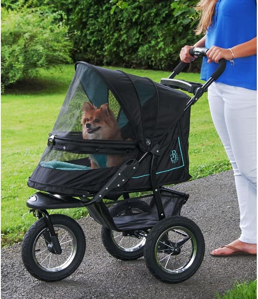 No-Zip NV Pet Stroller for Cats/Dogs, Zipperless Entry, Easy One-Hand Fold, Gel-Filled Tires, Plush Pad + Weather Cover Included, 3 colors