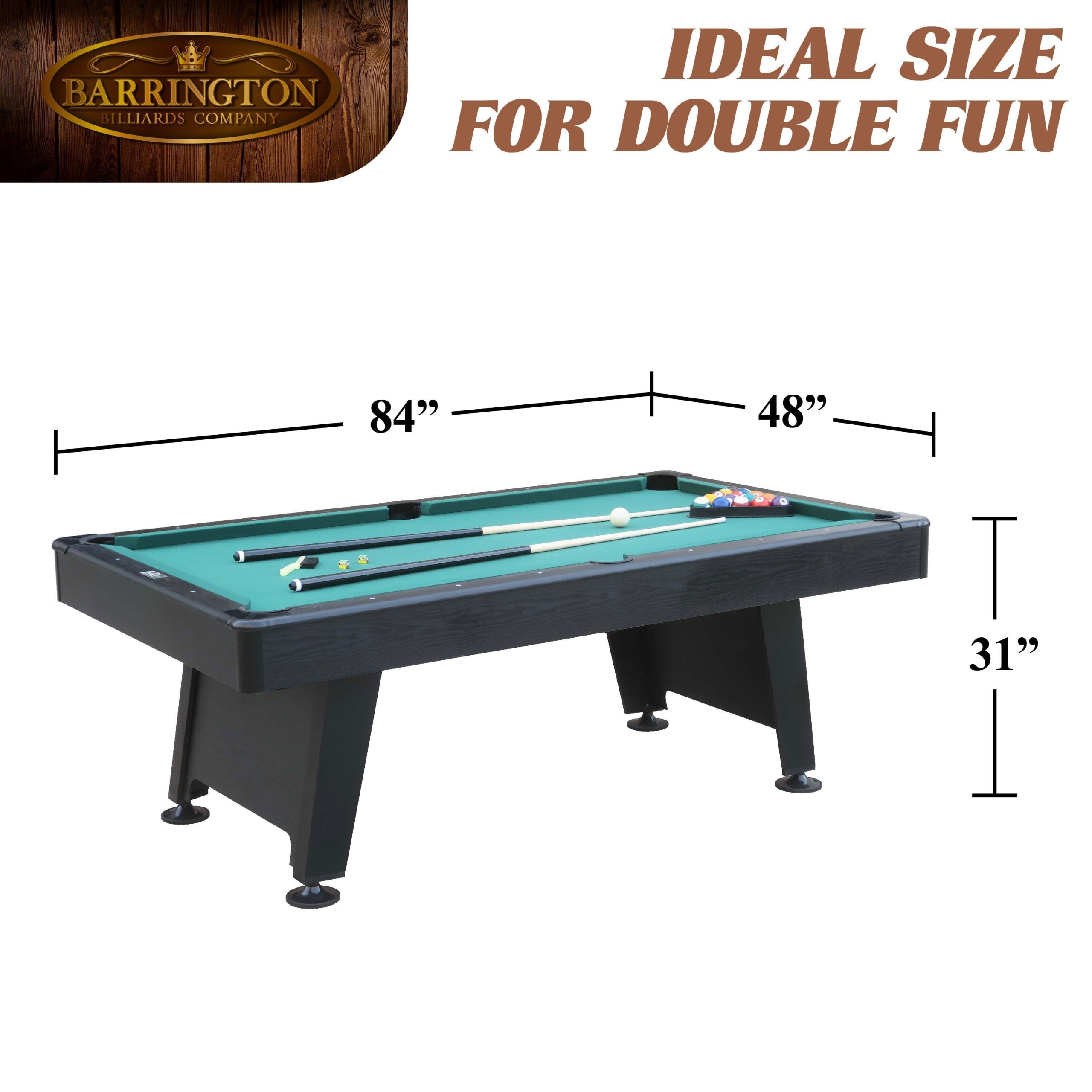 Barrington Billiard 84″ Arcade Pool Table with Bonus Dartboard Set, Green