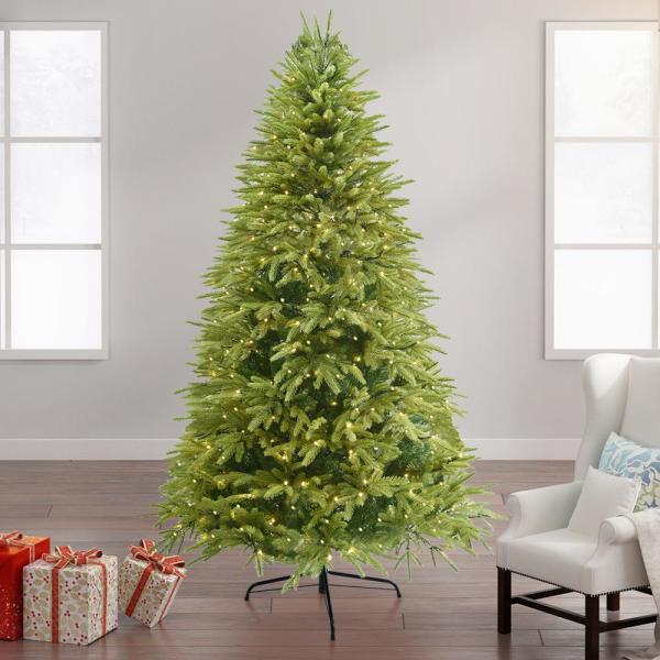 6.5 ft. Hinged Green Artificial Christmas Tree with 400 LED Lights and Foldable Stand Easy Assembly, 1000 Tips