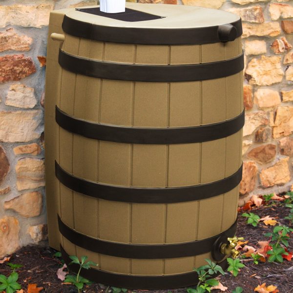40-Gallon Rain Barrel Darkened Ribs Khaki
