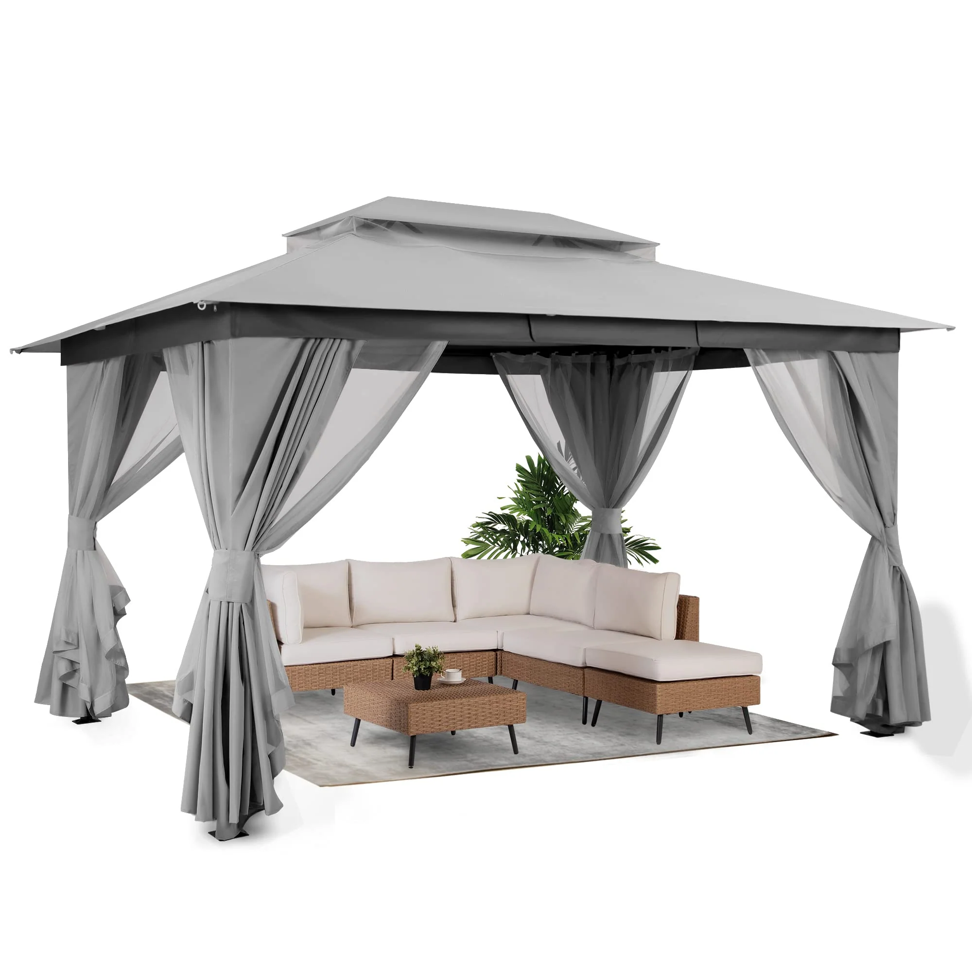 LAUSAINT HOME Outdoor Patio Gazebo 10’x13′ with Expansion Bolts