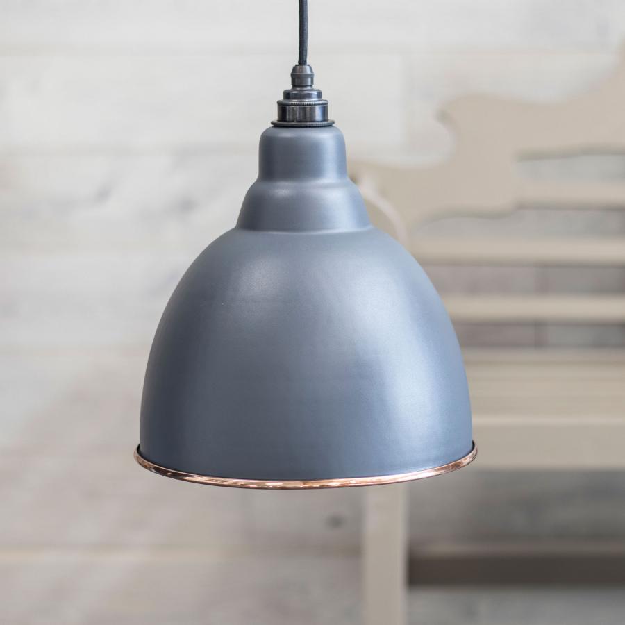 Brindley Dark Grey Hammered Copper Pendant Light – Rustic Industrial Style