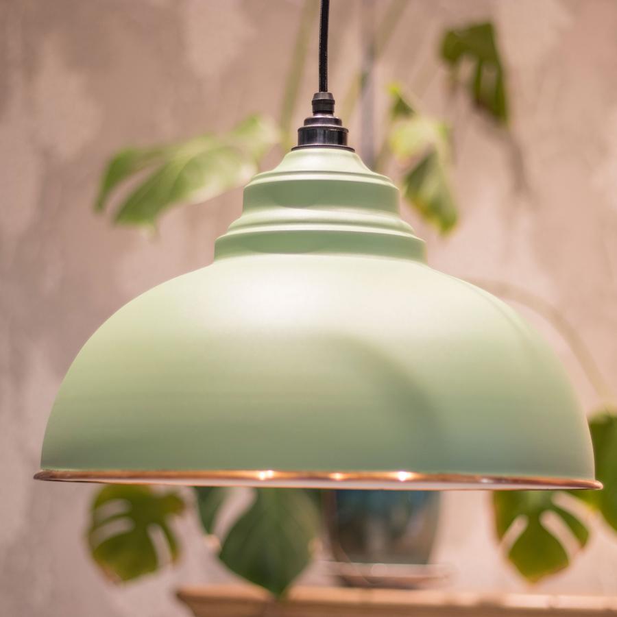 Harborne Sage Green and Copper Pendant Light – Modern Farmhouse Ceiling Lamp