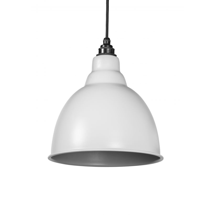 Brindley Light Grey Full Colour Pendant Light – Contemporary Painted Metal Lamp