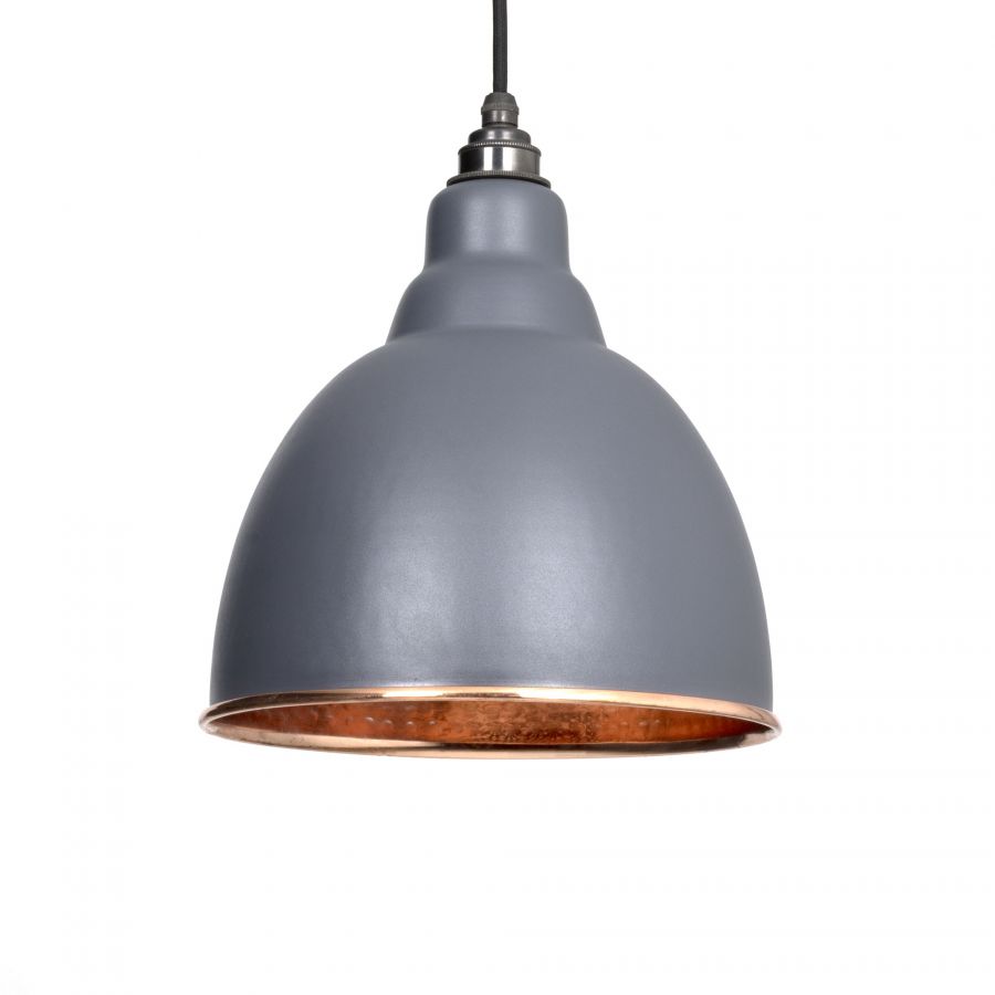 Brindley Dark Grey Hammered Copper Pendant Light – Rustic Industrial Style