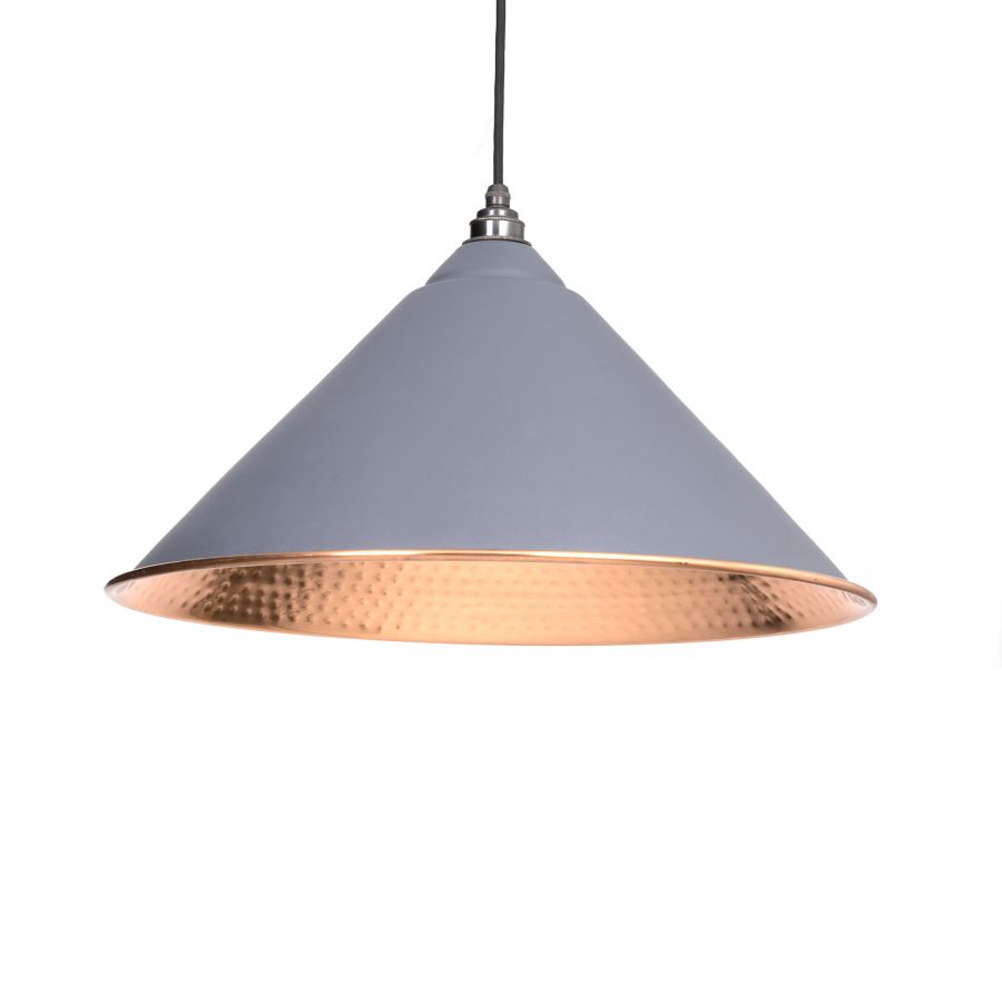 Hockley Dark Grey Hammered Copper Pendant Light – From the Anvil Collection