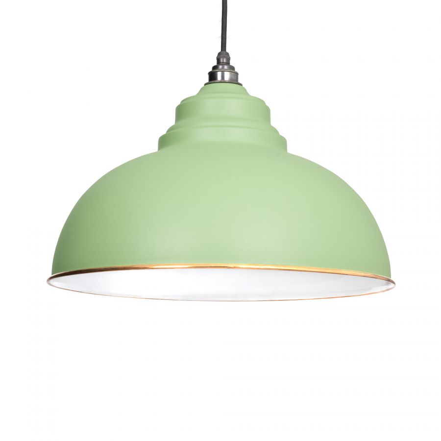 Harborne Sage Green and Copper Pendant Light – Modern Farmhouse Ceiling Lamp