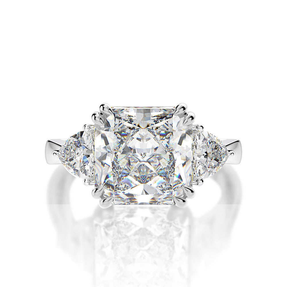 5 carat high carbon diamond ring square ice flower cut 10*10 European and American light luxury ring female 5-9 #