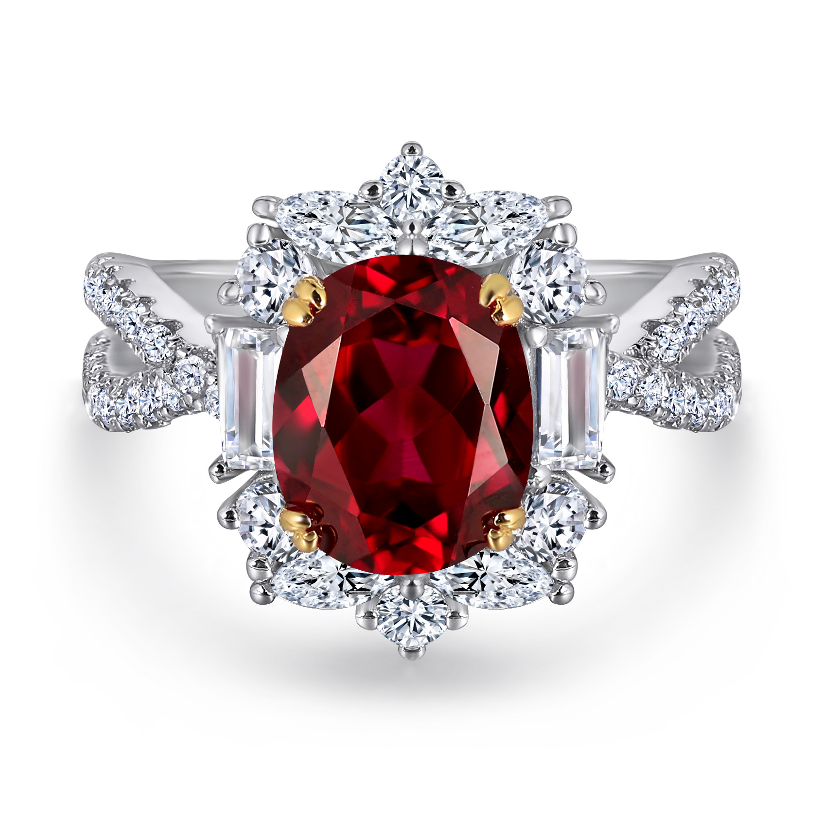Vintage-Inspired S925 Silver 2 Carat High Carbon Diamond Ruby Ring – Classic Victorian-Style Statement Jewelry for Women