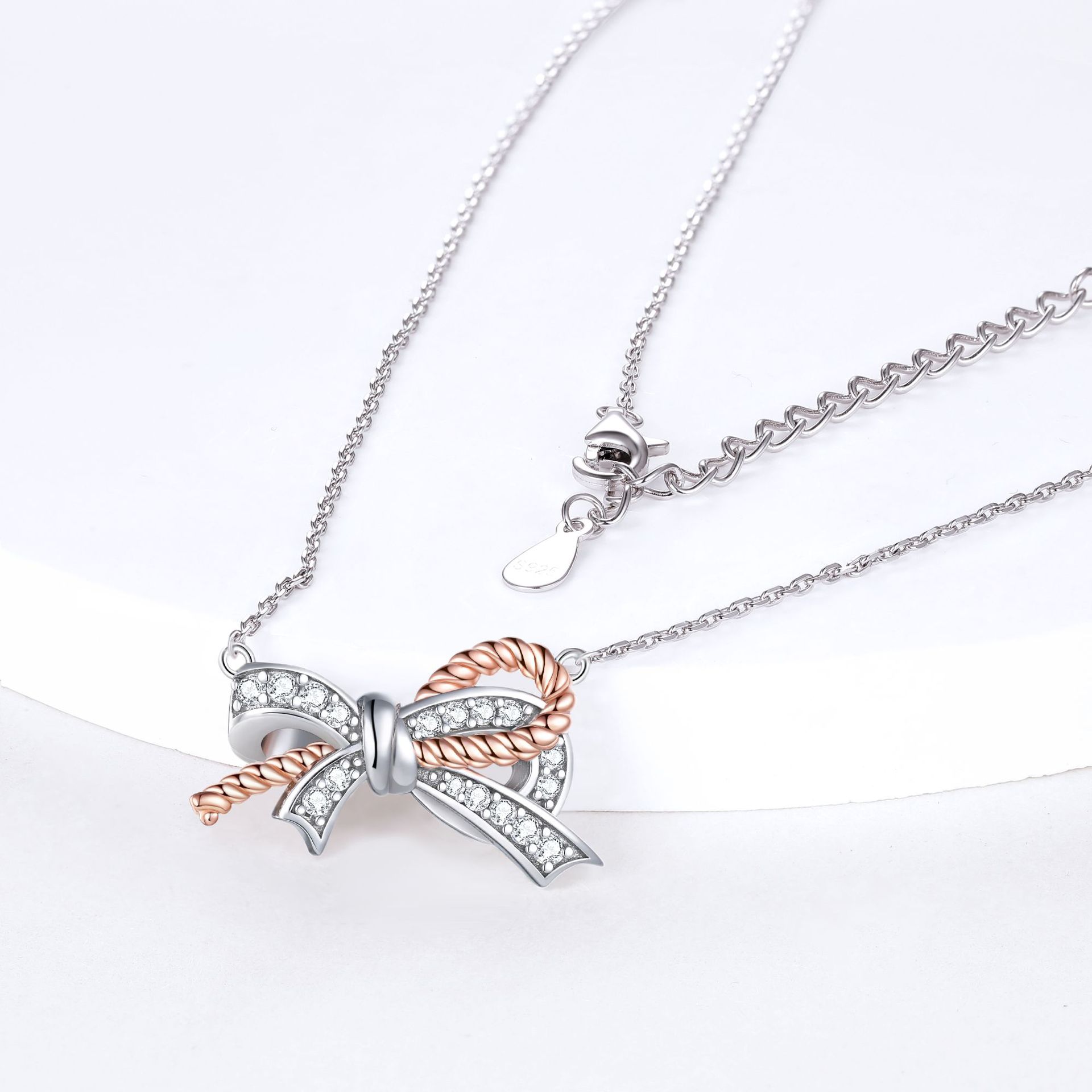 S925 Silver Bow Pendant Necklace for Women – Delicate & Elegant Jewelry Gift