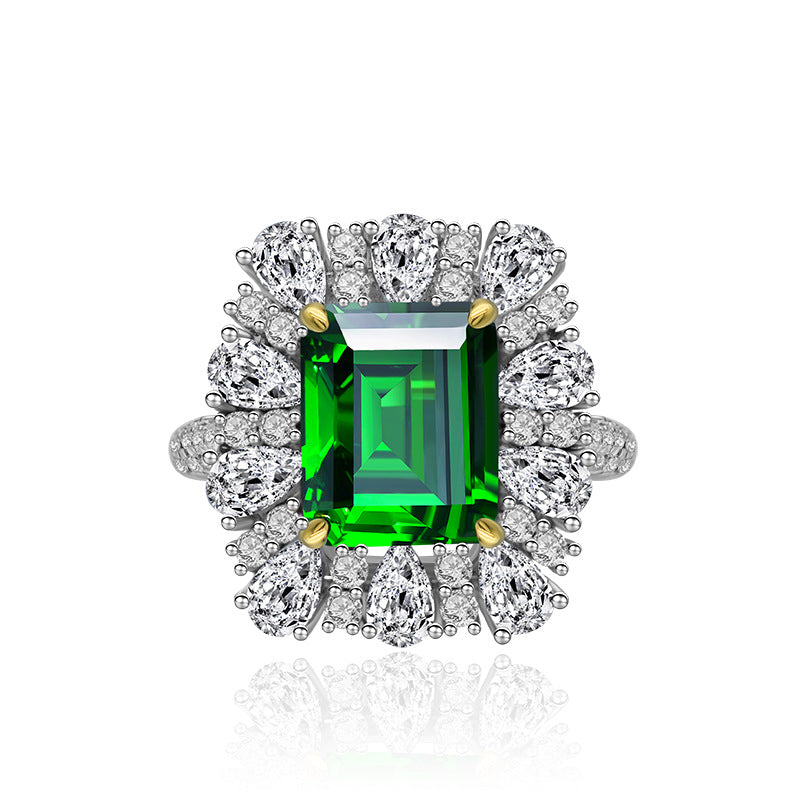 S925 Sterling Silver Emerald Cut Ring with 4ct High Carbon Diamond (9×11)
