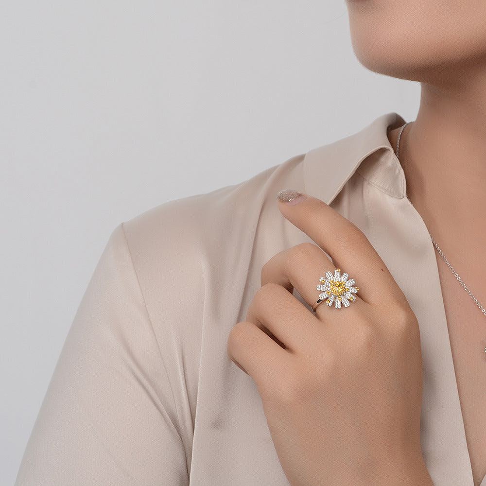 Floral Elegance: 0.25ct S925 Sterling Silver Diamond Ring – Luxury Jewelry for Every Occasion