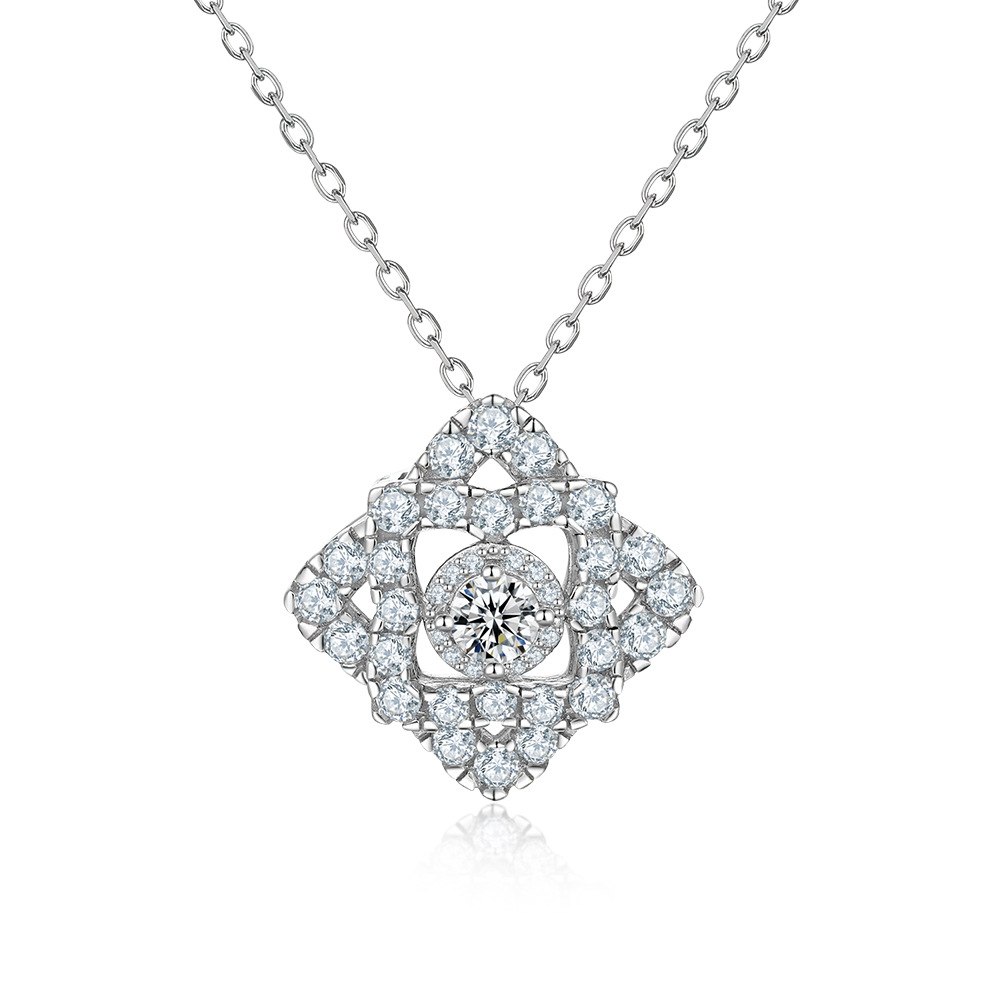 S925 Silver Diamond Pendant Necklace for Women – Classic Sparkling Everyday Jewelry