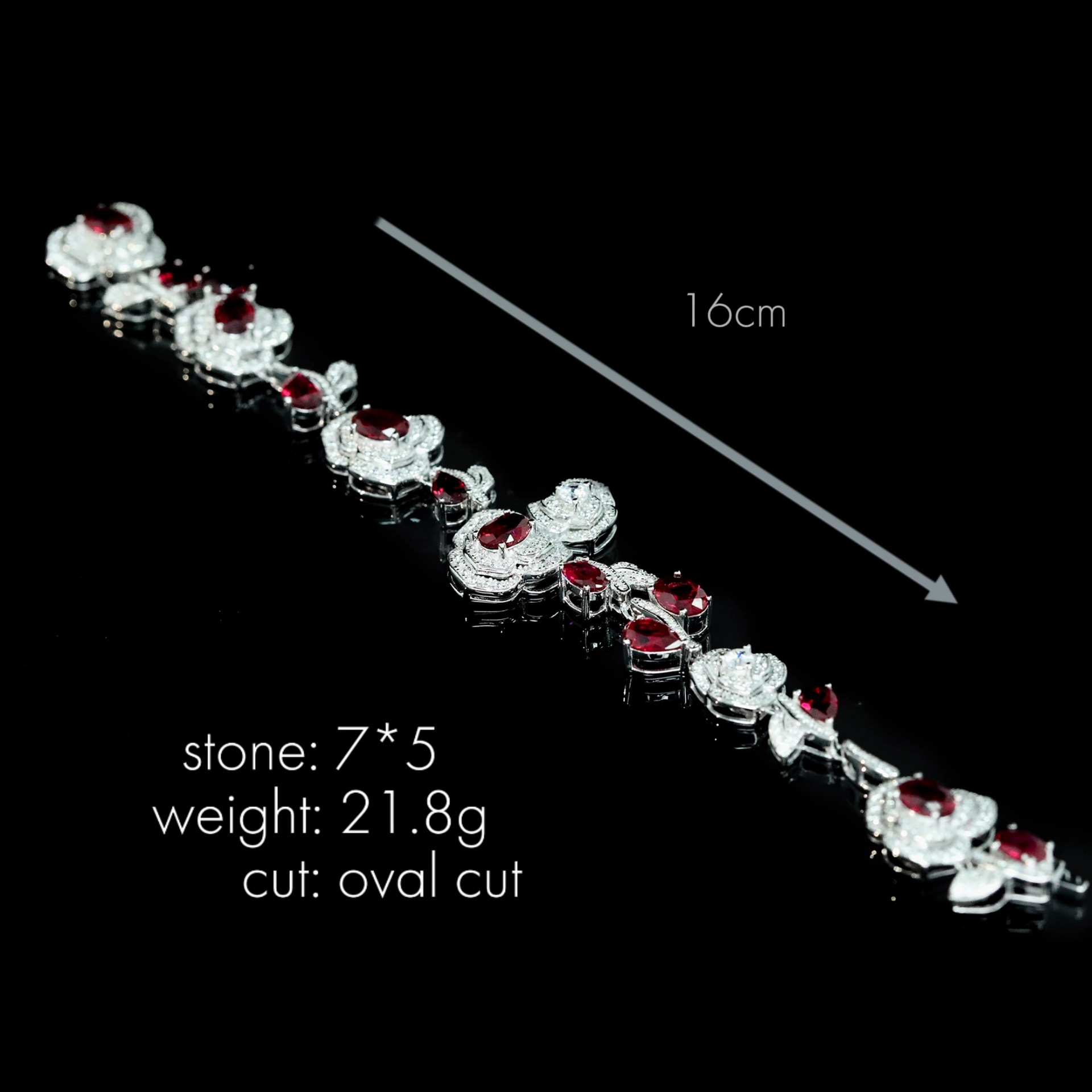 925 Silver Gold-Plated High Carbon Diamond Cultured Pigeon Blood Red Thorn Rose Bracelet