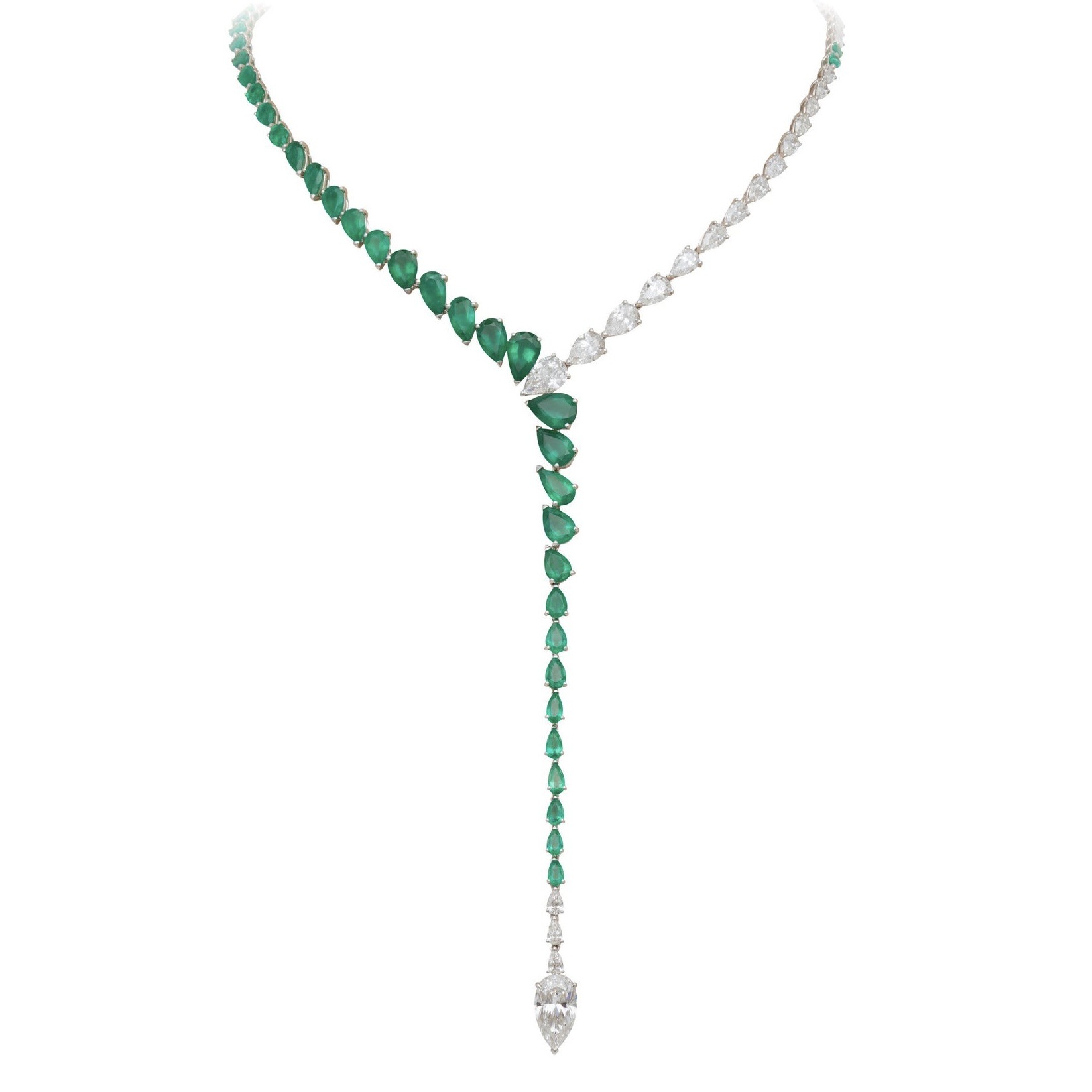 925 Silver Gold-Plated Wood Green Snake Dinner Necklace with High Carbon Diamond Accents