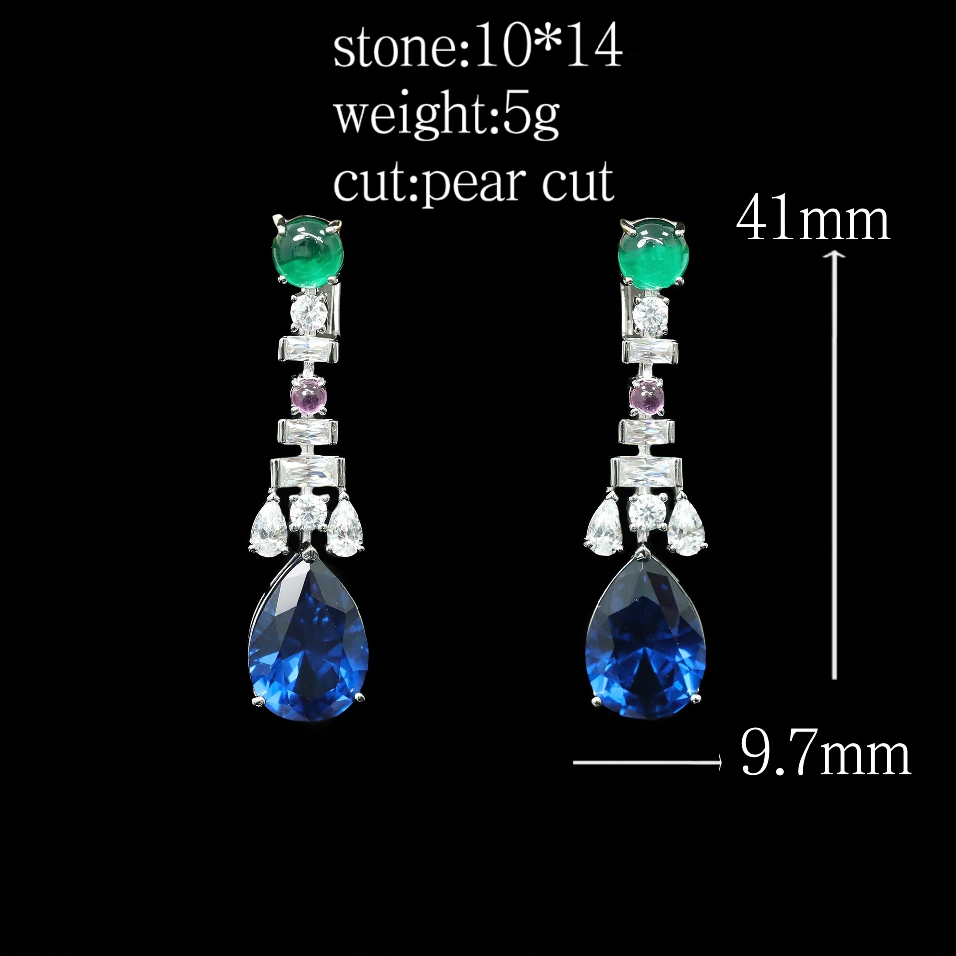 925 Silver Gold-Plated Royal Blue High Carbon Diamond Earrings – Elegant & Timeless Design