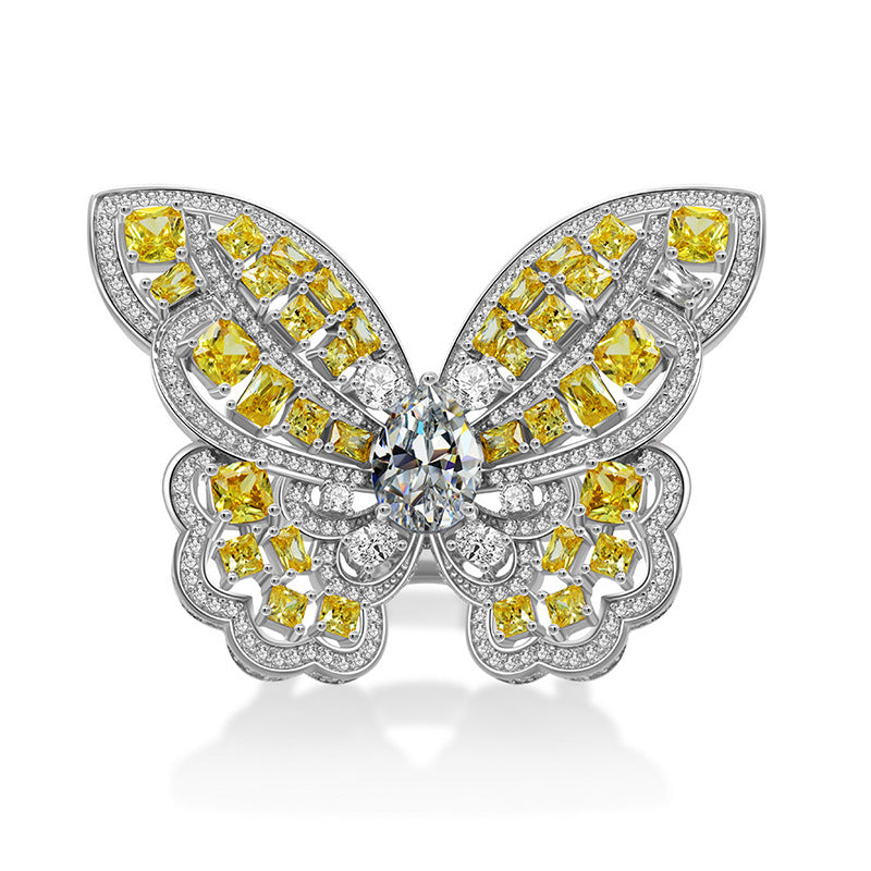 1.5 Carat Butterfly Ring in S925 Sterling Silver with Dazzling Diamond Accents