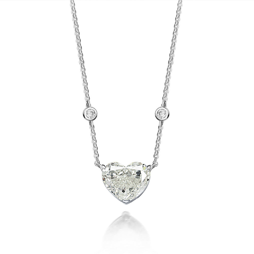10ct Heart Shaped Necklace Women White G Color High Carbon Diamond 10*12 Love Pendant Silver 40+5