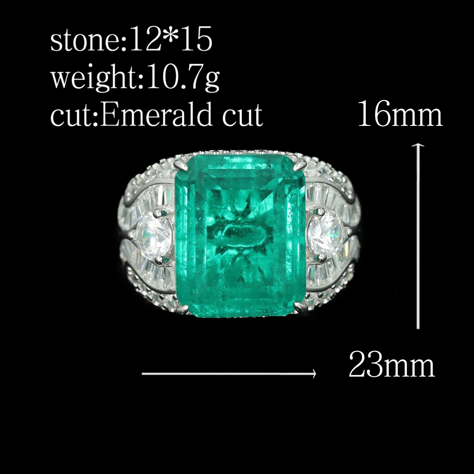 925 Silver Gold-Plated Wood Green Ring with High-Carbon Diamonds – Unique & Elegant Design